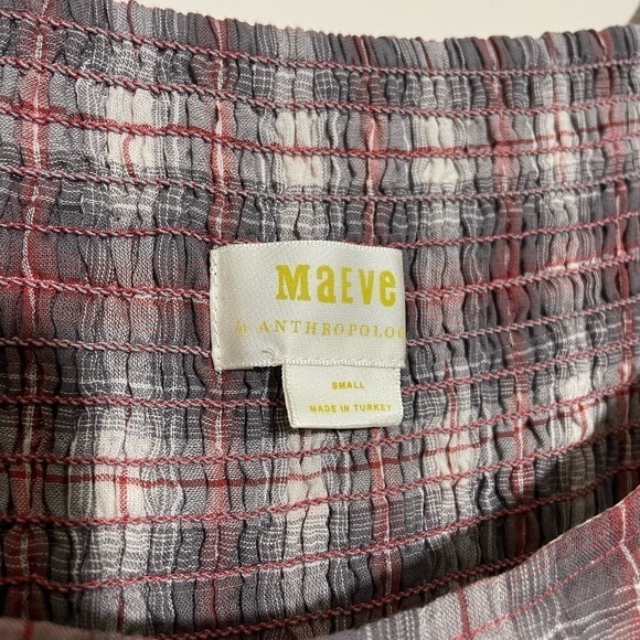 Anthropologie Maeve Flutter-Sleeved Mini Dress size small plaid - Picture 5 of 9